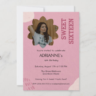 Roze esthetische Sweet Sixteen verjaardagsfeestje Kaart