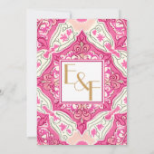 Roze Esthetische Tegel Moderne Typografie Bruiloft Kaart (Achterkant)