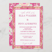 Roze Esthetische Tegel Moderne Typografie Bruiloft Kaart (Voorkant / Achterkant)