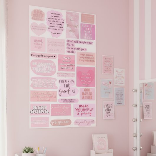 Roze Esthetische Visiebord Quotes Poster