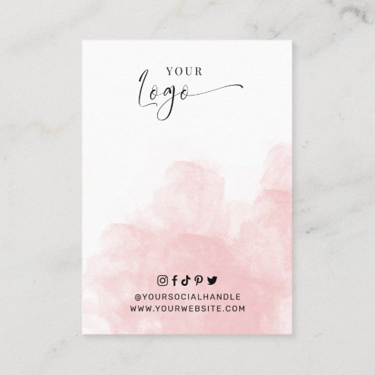 Roze esthetische Waterverf Logo juwelenvertoning Visitekaartje (Achterkant)