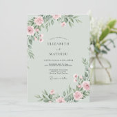 Roze Etherische Bloemen Bruiloft Kaart (Staand voorkant)