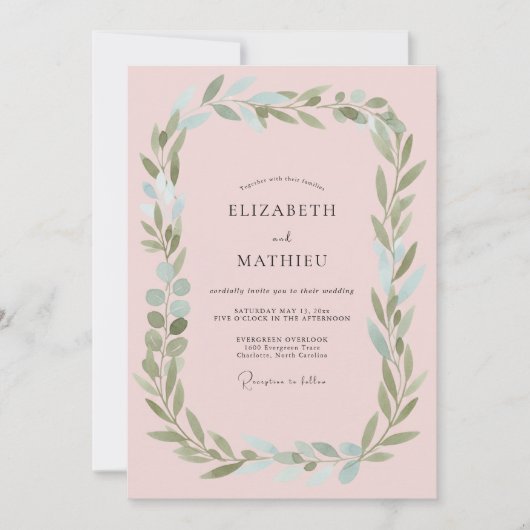 Roze Ethische Bruiloft Kaart (Voorkant)