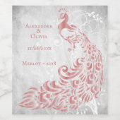 Roze etiket van pacock Leaf weddenschap Wine (Enkel label)