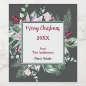 Roze etiket voor Floral en kerst met houtskool (Enkel label)