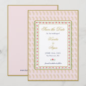 Roze etnisch Floral Lijst Indische bruiloft Kaart (Voorkant / Achterkant)