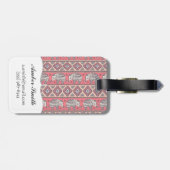 Roze etnisch olifantenpatroon bagagelabel (Achterkant horizontaal)
