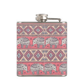 Roze etnisch olifantenpatroon heupfles (Achterkant)