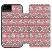 Roze etnisch olifantenpatroon incipio iPhone portemonnee hoesje (Agenda Open)