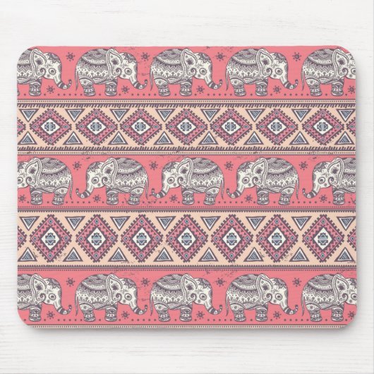 Roze etnisch olifantenpatroon muismat (Voorkant)