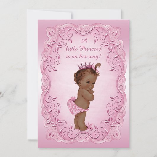 Roze  Etnisch Prinses Baby shower Kaart (Voorkant)