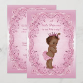 Roze  Etnisch Prinses Baby shower Kaart (Voorkant / Achterkant)