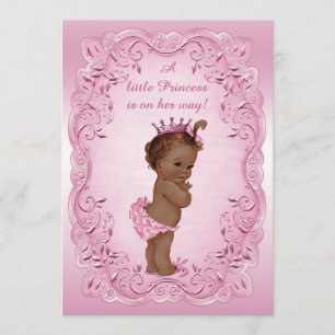 Roze  Etnisch Prinses Baby shower Kaart