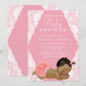 Roze Etnische  Baby shower Uitnodigen Kaart (Voorkant / Achterkant)