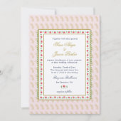 Roze etnische bloemenrand Indiase bruiloft Kaart (Voorkant)