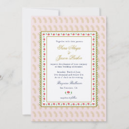 Roze etnische bloemenrand Indiase bruiloft Kaart