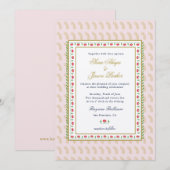 Roze etnische bloemenrand Indiase bruiloft Kaart (Voorkant / Achterkant)