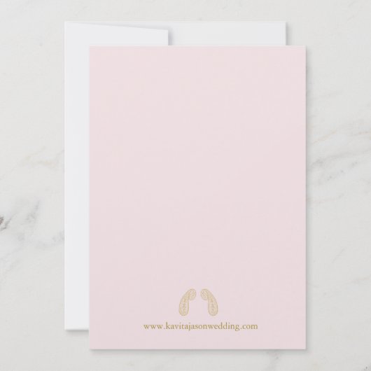 Roze Etnische Bloemgrens Indische bruiloft Kaart (Achterkant)