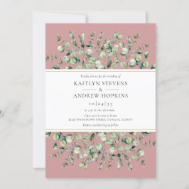 Roze Eucalyptus All In One Trouwkaart Kaart