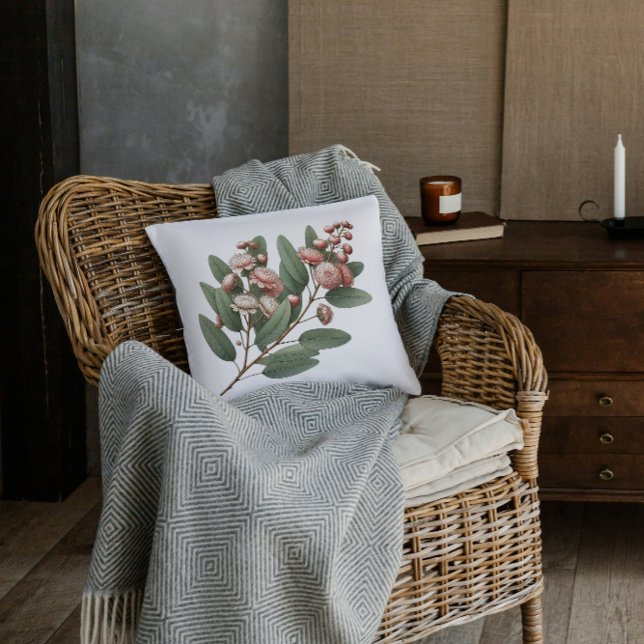 Roze Eucalyptus Blossom Natuur Geïnspireerde Kunst Kussen (Creator heeft geüpload)