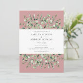 Roze Eucalyptus Bruiloft Kaart (Staand voorkant)
