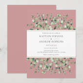 Roze Eucalyptus Bruiloft Kaart (Voorkant / Achterkant)