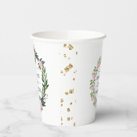 Roze Eucalyptus Bruiloftsfeest Papieren Bekers (Links)