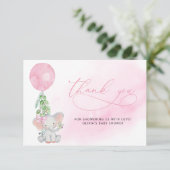 Roze Eucalyptus Elephant Baby shower Bedankkaart (Staand voorkant)