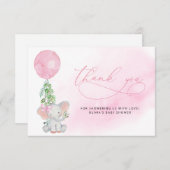Roze Eucalyptus Elephant Baby shower Bedankkaart (Voorkant / Achterkant)