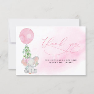 Roze Eucalyptus Elephant Baby shower Bedankkaart