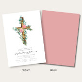 Roze Eucalyptus Kruis Religieuze Doop Kaart