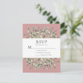 Roze Eucalyptus Trouwfeest RSVP Kaartje (Staand voorkant)