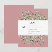 Roze Eucalyptus Trouwfeest RSVP Kaartje (Voorkant / Achterkant)