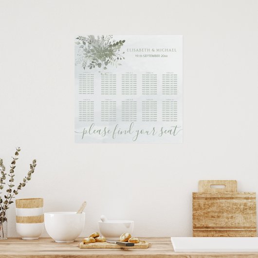 Roze eucalyptus waterverf poster (Keuken)
