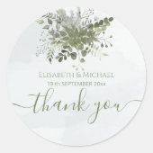 Roze eucalyptus waterverf ronde sticker (Voorkant)