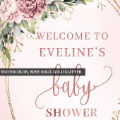 Roze Eucalyptus Welkom Baby Shower Poster