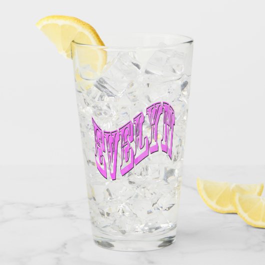 Roze Evelyn Name Logo, Glas (Voorkant ijs)