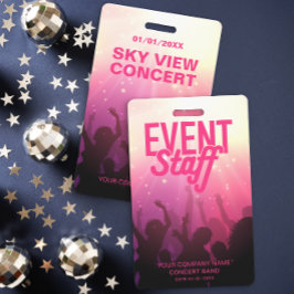 Roze evenementenpersoneel badge voor concert of fe