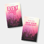 Roze evenementenpersoneel badge voor concert of fe (Voor- en achterkant)
