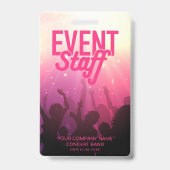 Roze evenementenpersoneel badge voor concert of fe (Voorzijde)