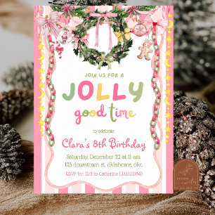 Roze Excentrieke Feestketting Kerstmis Jolly Verja Kaart