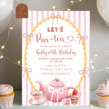 Roze Excentrieke Illustratie Laten we Par-Tea Verj