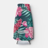 Roze Exotic Flowers Monogram ontwerp Flesjeskoeler (Voorkant)