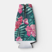 Roze Exotic Flowers Monogram ontwerp Flesjeskoeler (Achterkant)
