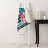 Roze Exotic Flowers Monogram Sherpa Deken (In situ)