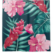 Roze exotische bloemen douchegordijn (Voorkant)