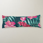 Roze exotische bloemen lichaamskussen (Achterkant)