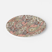  roze, exotische Motif Patroonontwerp elegant Papieren Bordje (Gekanteld)