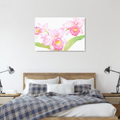 Roze exotische Waterverf Flowers Canvas Afdruk (Insitu (Slaapkamer))