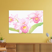 Roze exotische Waterverf Flowers Canvas Afdruk (Insitu (Woonkamer))